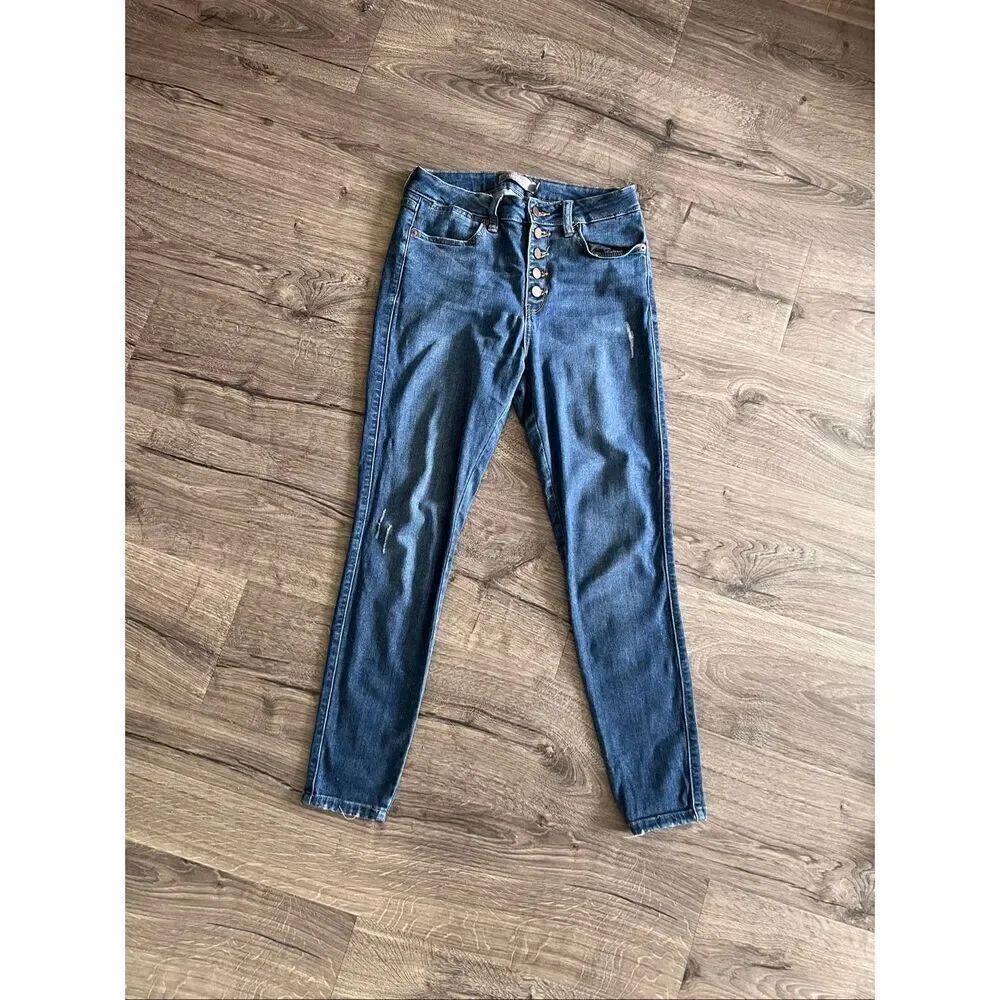 Just USA Women's Button Fly High Rise Dark Denim Fit size 29”